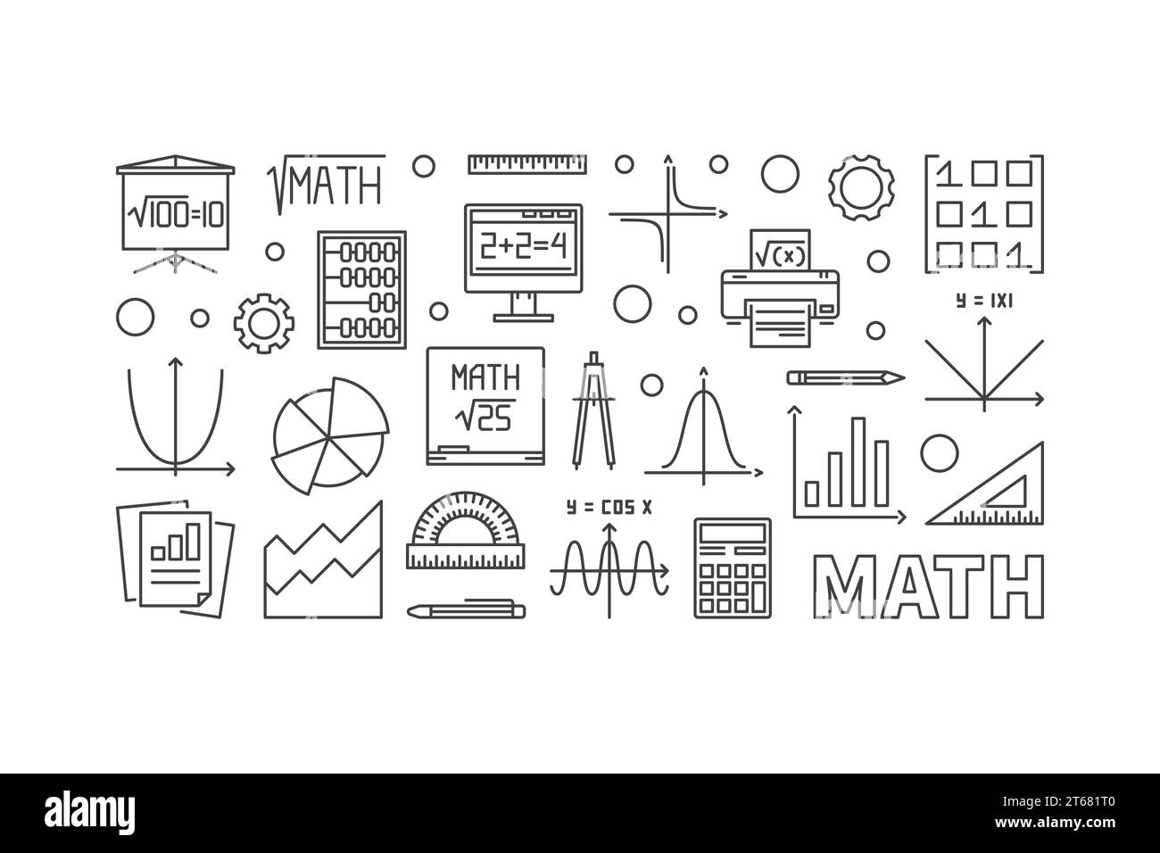 Math education concept horizontal banner. Vector illustration in ...