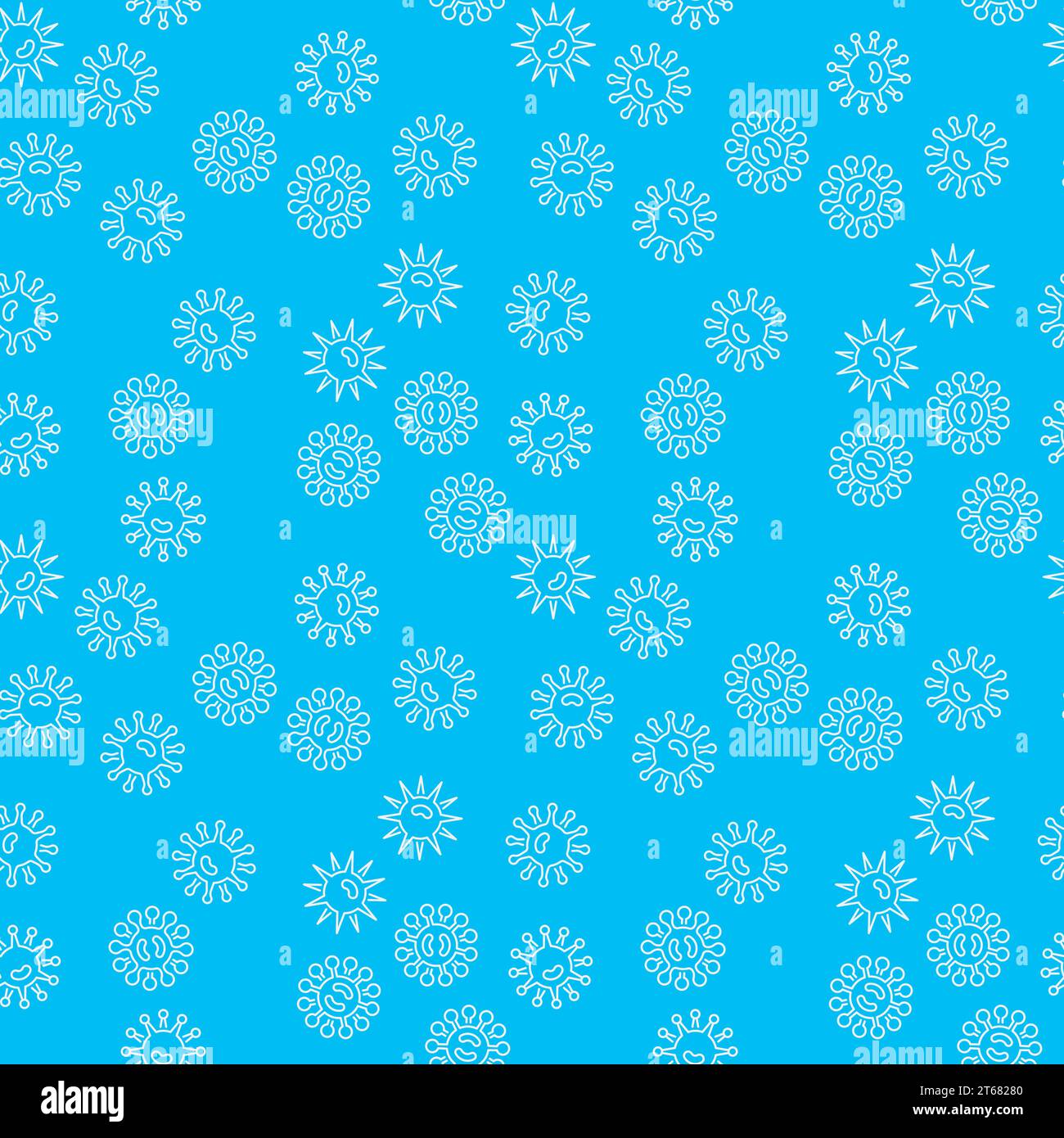Vector blue seamless pattern with white bacteria icons Stock Vector ...