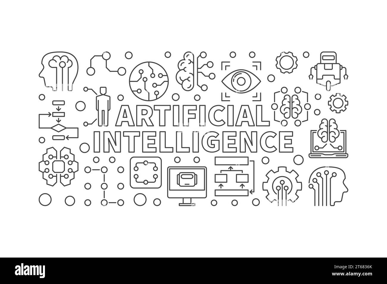 Artificial Intelligence vector modern horizontal banner or illustration ...