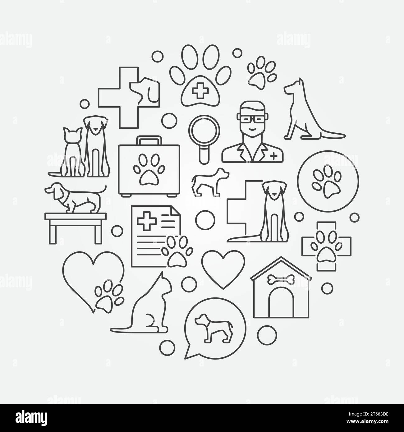 Veterinary hospital circular illustration - vector animal clinic