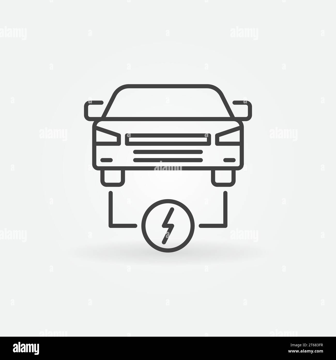 Electric car icon. Vector EV concept sign in thin line style. Front ...