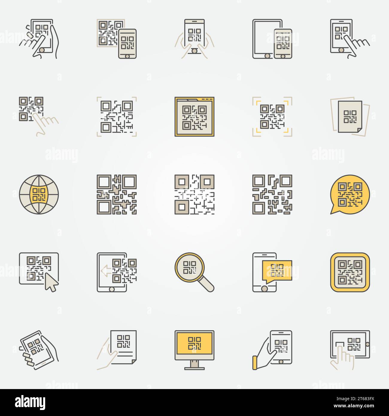 QR Code colorful icons set - vector code scanning creative signs or ...