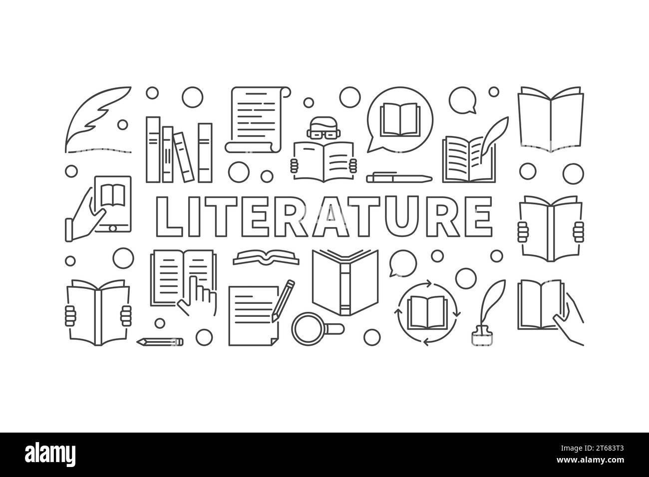 Literature horizontal banner vector education concept illustration in