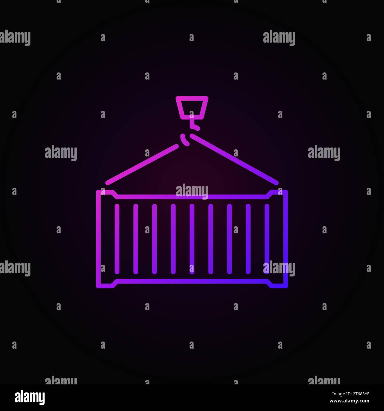 Shipping container vector colorful linear icon or sign on dark ...