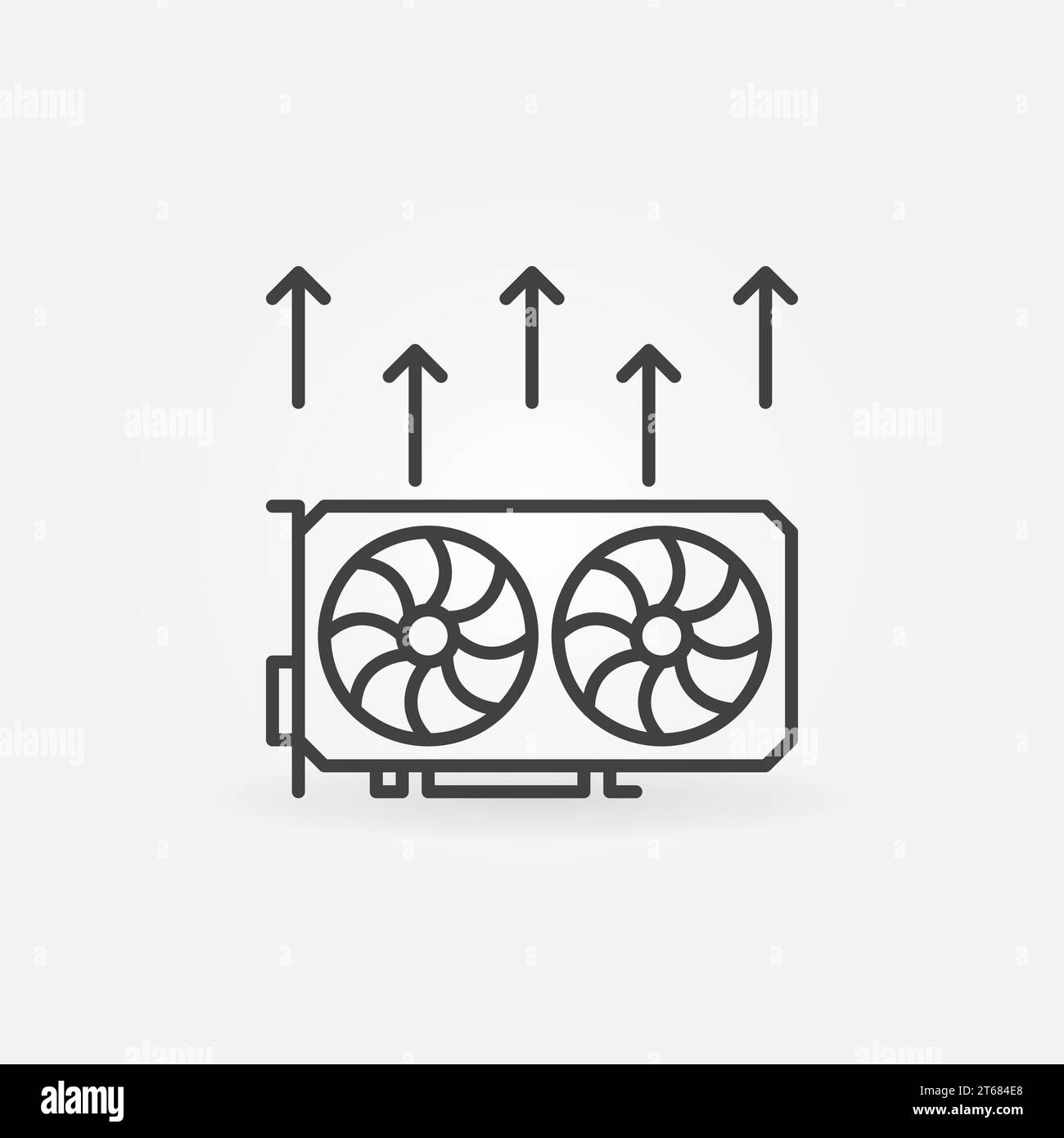 Video card mining icon - vector cryptocurrency GPU mining concept symbol in thin line style Stock Vector