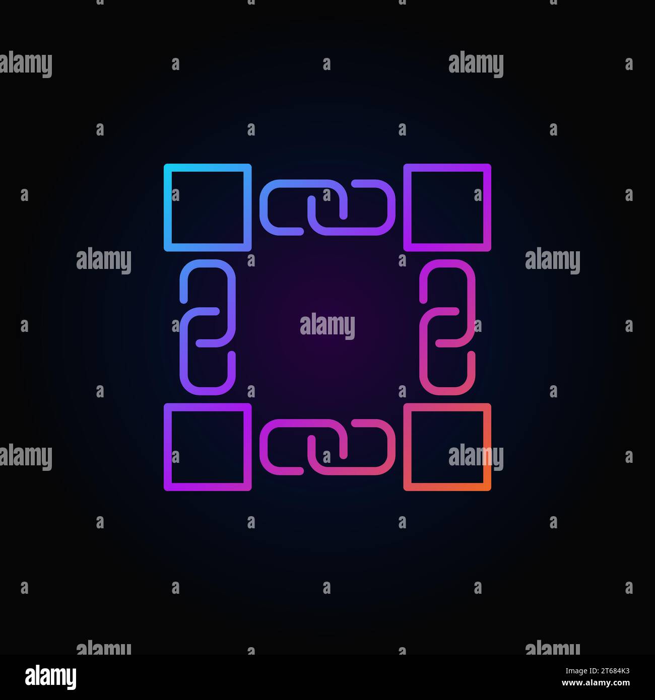Colorful blockchain vector concept line icon or logo element on dark background Stock Vector
