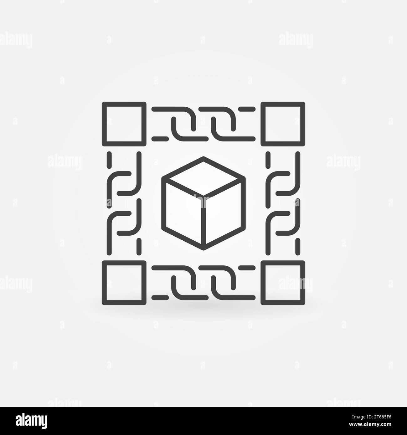 Block chain technology concept icon or logo element in thin line style ...