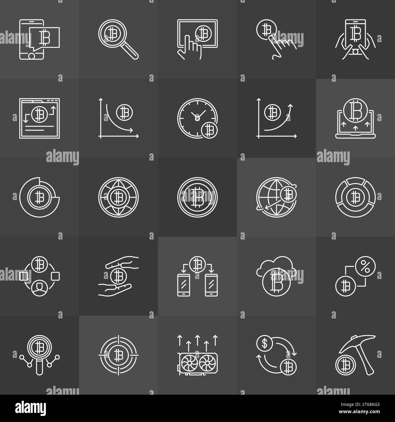 Cryptocurrency and mining concept icons. Vector cryptocurrencies modern ...