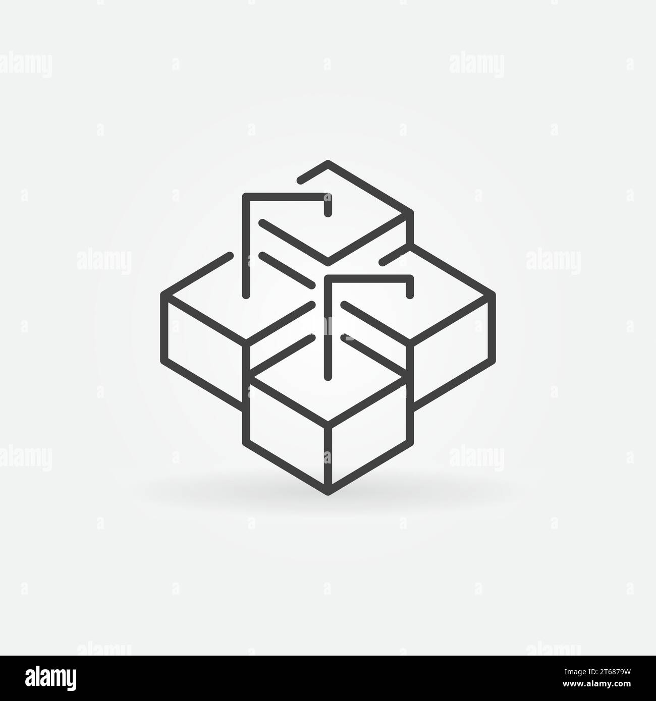 Blockchain Technology linear vector Cube Network Structure concept icon or logo element Stock Vector