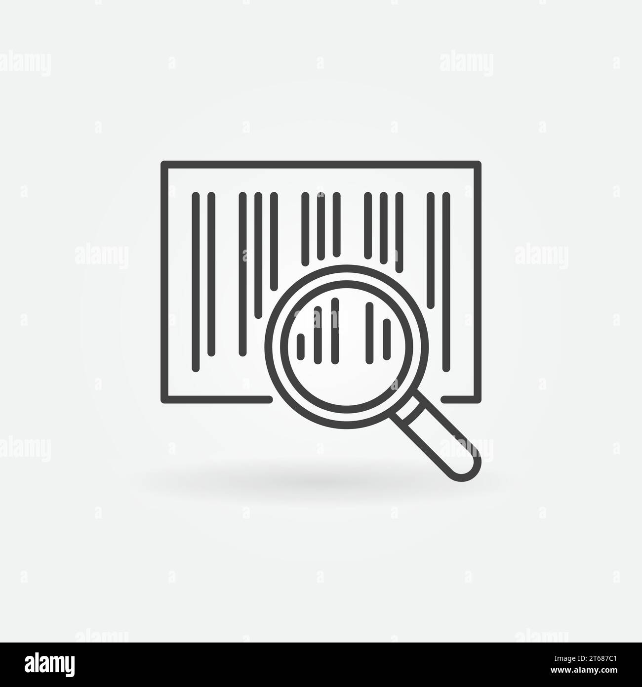 Barcode search line icon. Vector magnifying glass scanning barcode concept symbol in thin line style Stock Vector