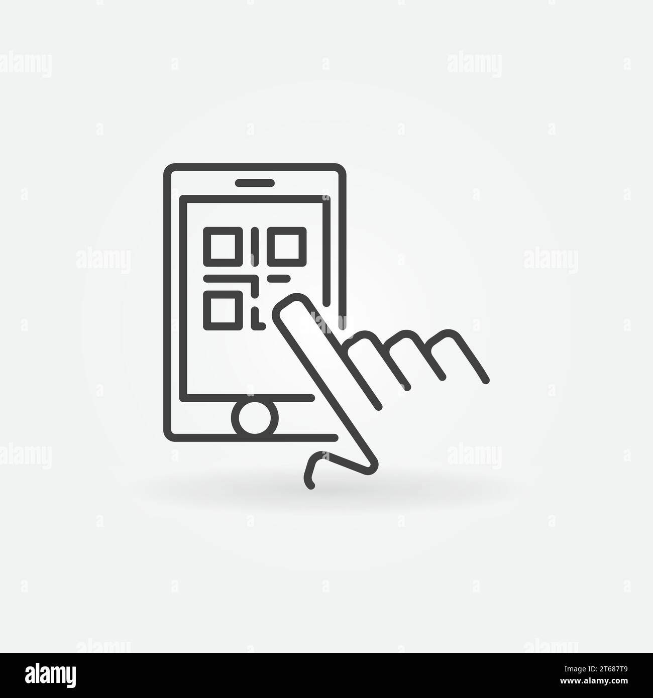 Finger touching QR code in smartphone vector line icon or symbol Stock ...