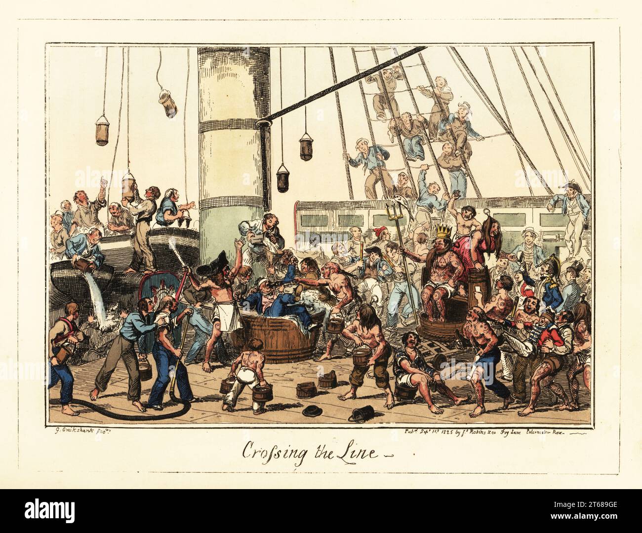 The Crossing the Line ceremony at the Equator, Napoleonic era. Sailors