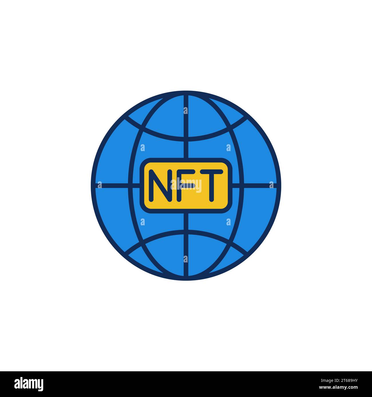 World Globe with NFT Technology vector concept colored icon or logo element Stock Vector