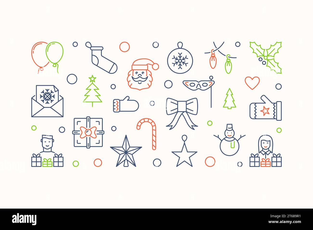 Happy New Year outline creative vector modern illustration Stock Vector