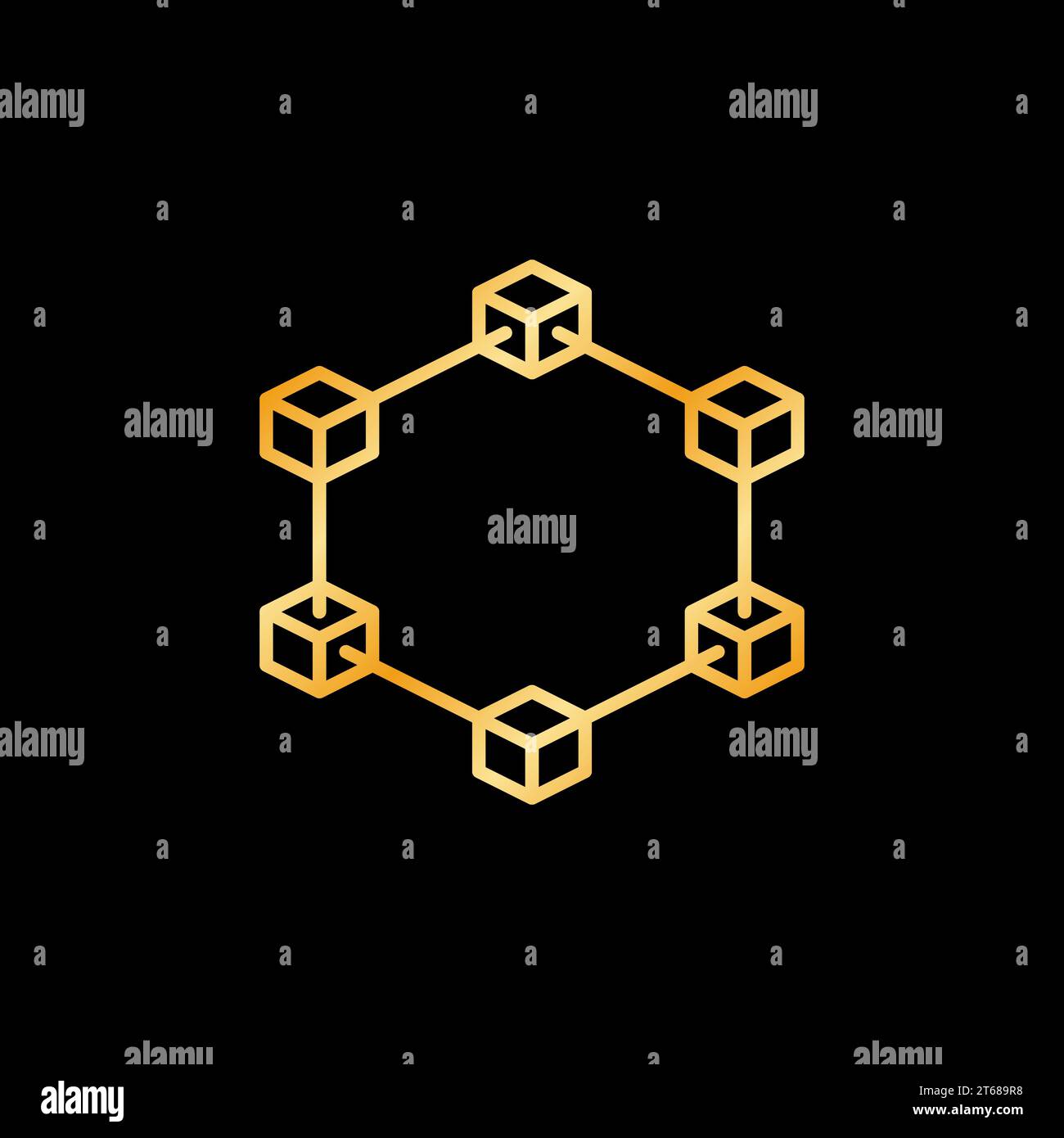 Block-Chain vector concept colored icon - Blockchain Crypto golden symbol  in thin line style on dark background Stock Vector Image & Art - Alamy