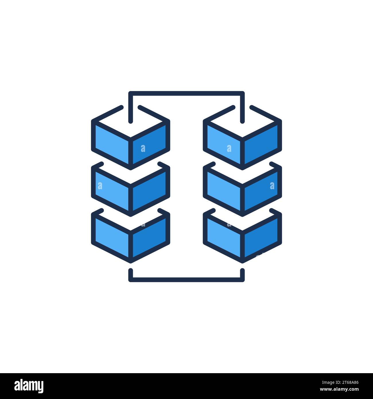 Blockchain with 6 Blocks vector concept blue icon - Block Chain ...