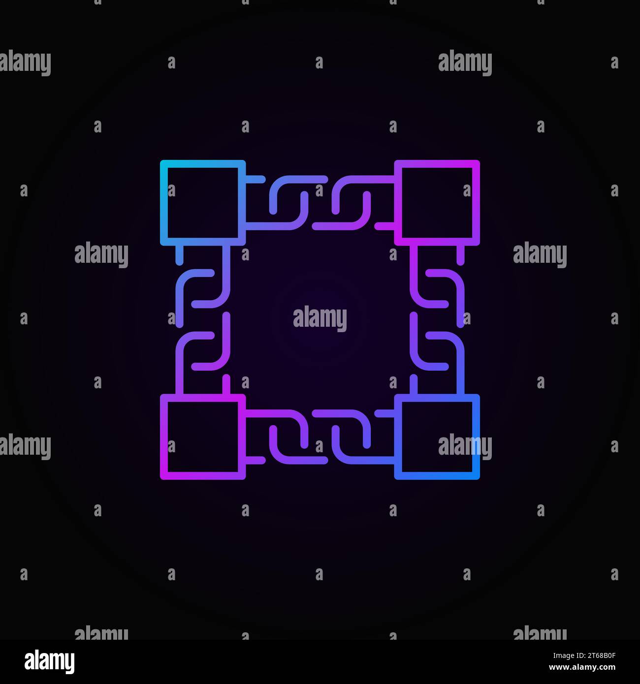 Vector colored block chain technology icon or symbol in thin line style ...