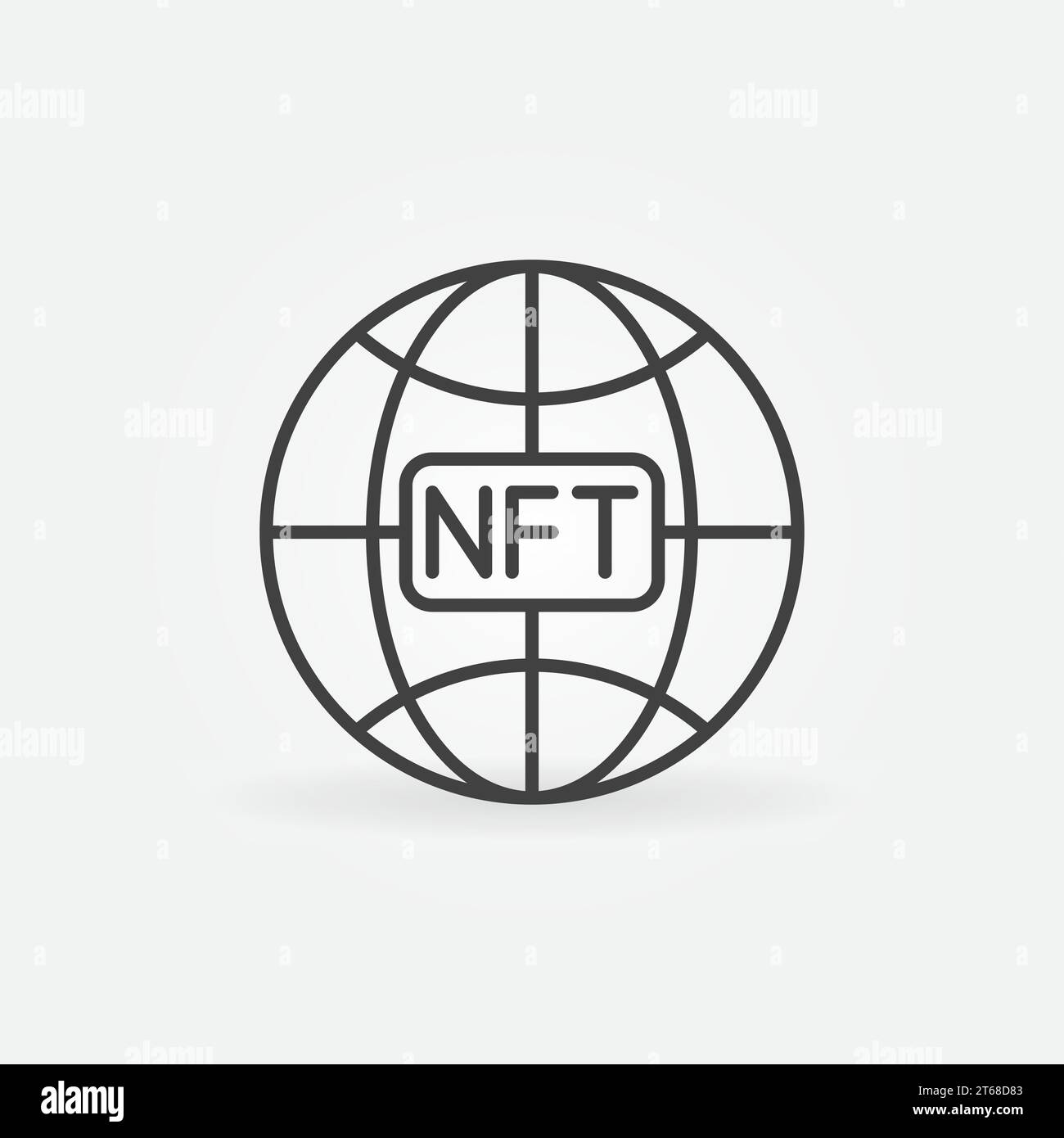 NFT Technology Earth Globe vector concept icon or symbol in thin line style Stock Vector