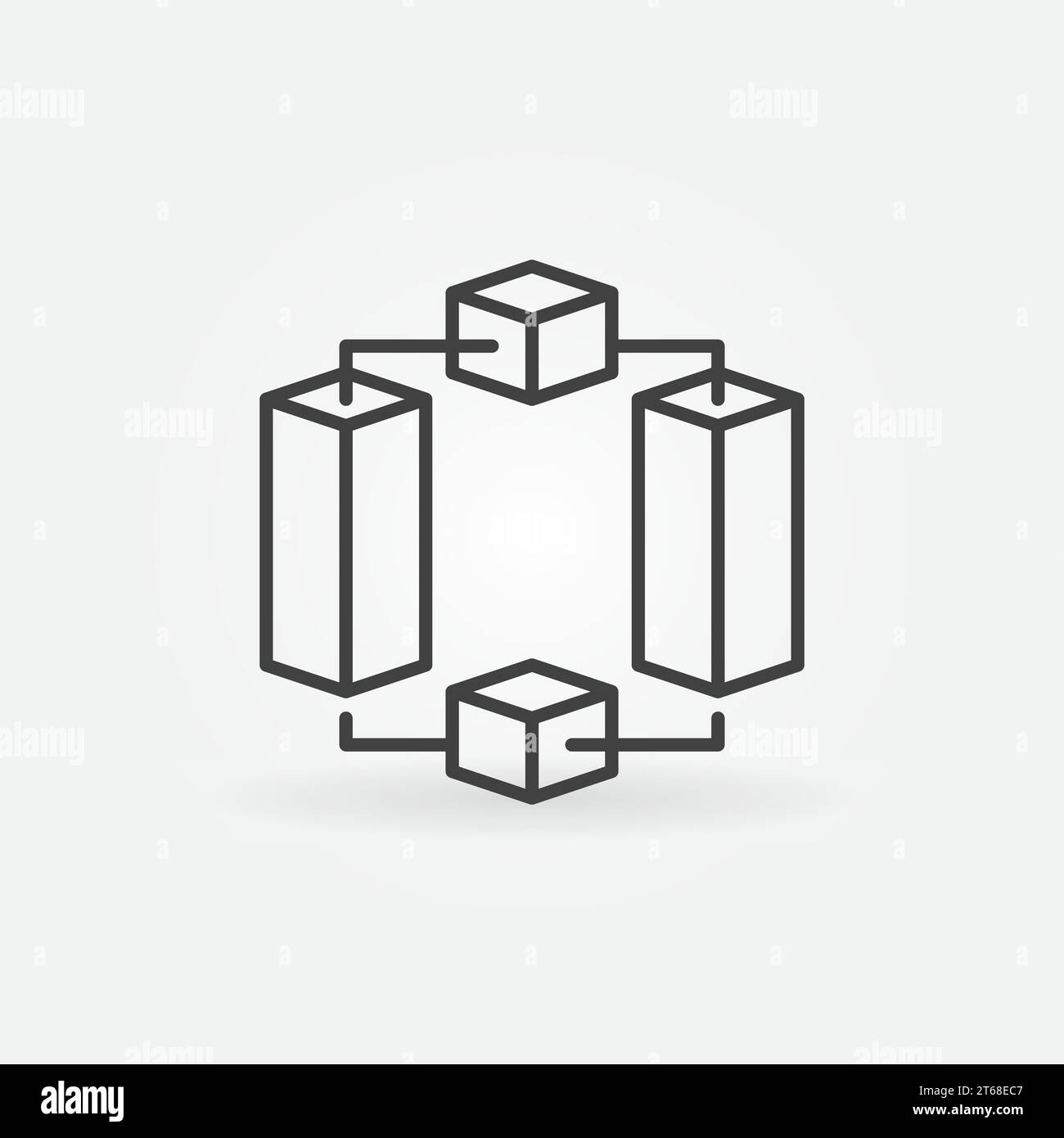 Blockchain Blocks vector thin line concept icon. Decentralized Block Chain Network linear sign Stock Vector