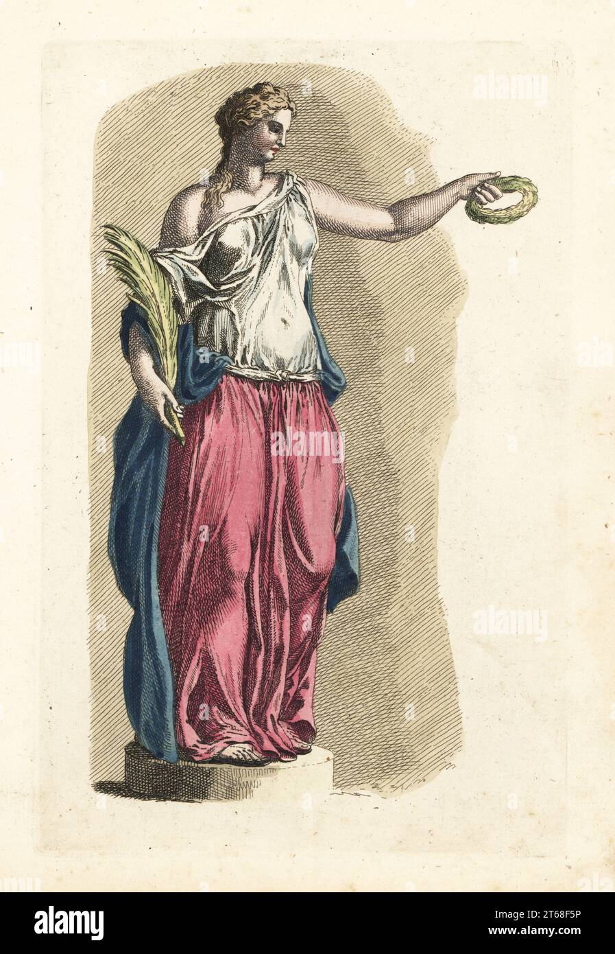 Figure of Ceres, Roman goddess of agriculture, grain, and fertility, holding a wreath and wheat. From an ancient Roman statue. Handcoloured copperplate engraving from Robert Sayers The Artists Vade Mecum, Being the Whole Art of Drawing, London, 1766. Stock Photo