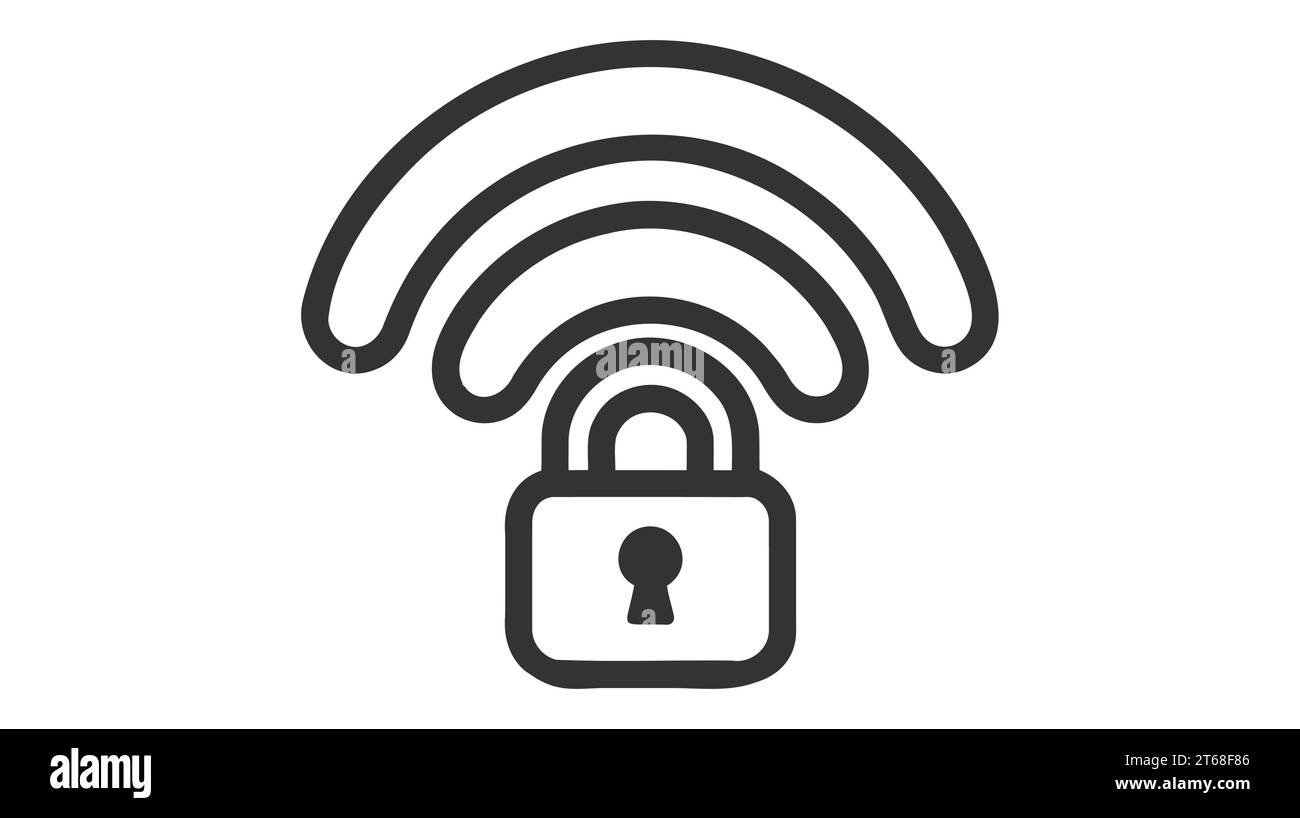 Wifi symbol and lock icon. Blocked wireless signal. WiFi signal error. Failure wifi