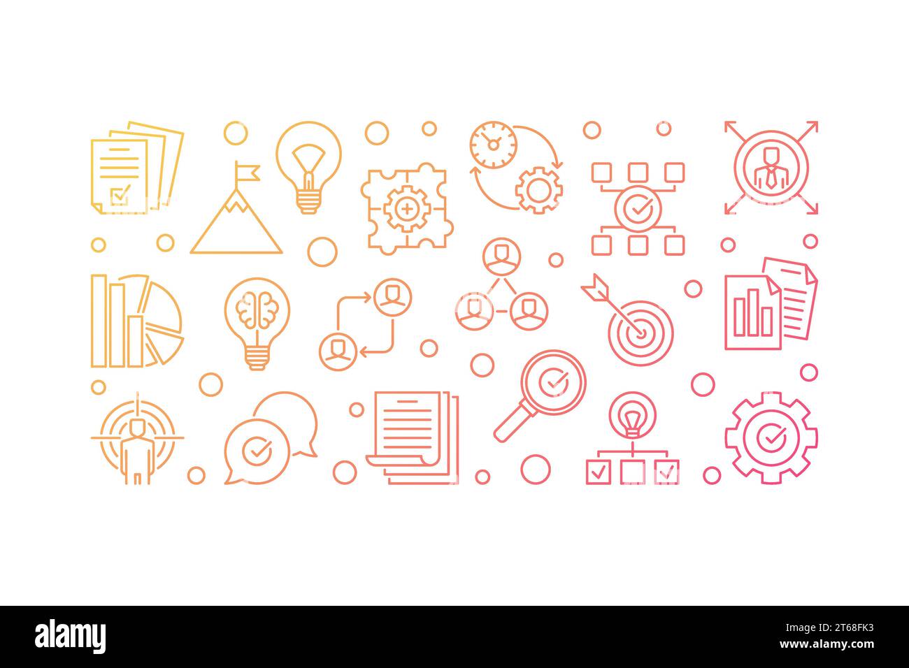 Business Goals colorful outline illustration or banner on white ...