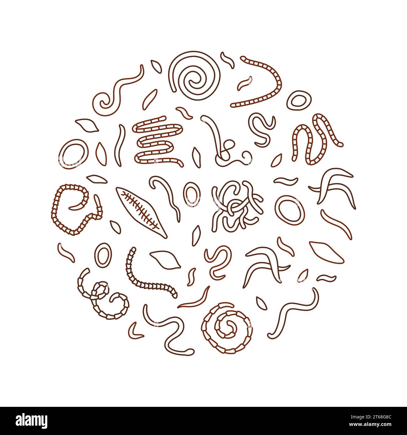 Circle shaped Banner with Ascariasis, Hookworms, Pinworms, Tapeworm