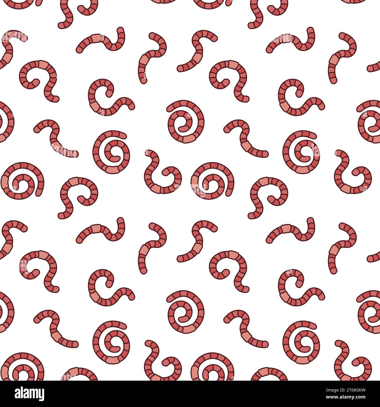 Abstract vector concept seamless pattern or background with Red Worms or Earthworms Stock Vector