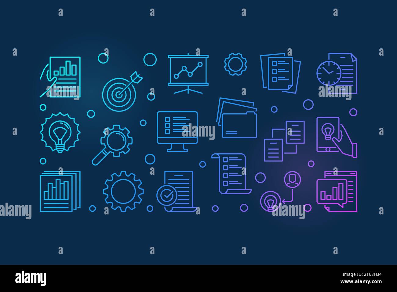 Project Management Planning vector colored outline illustration or ...
