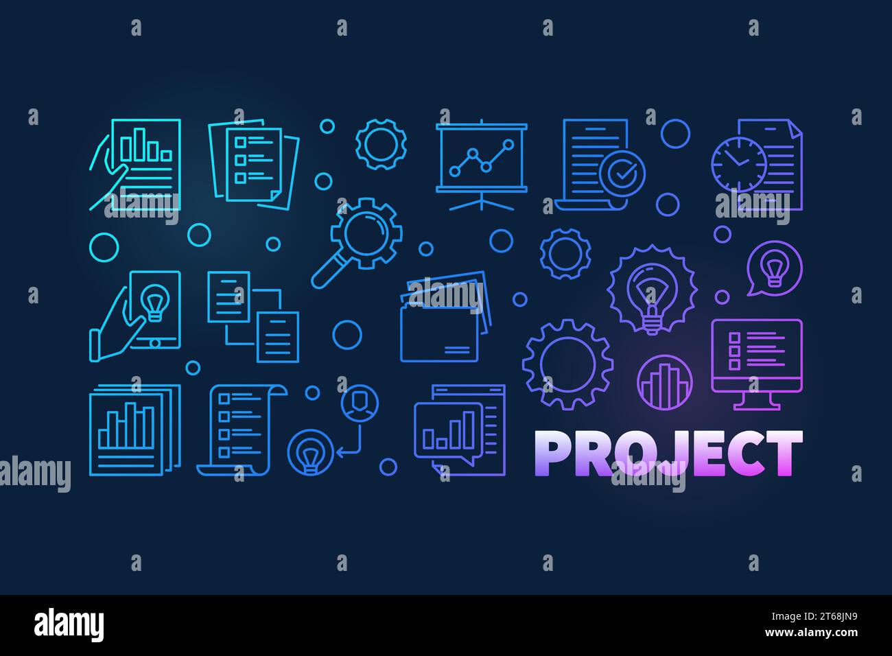 Project vector colorful outline illustration or banner on dark ...
