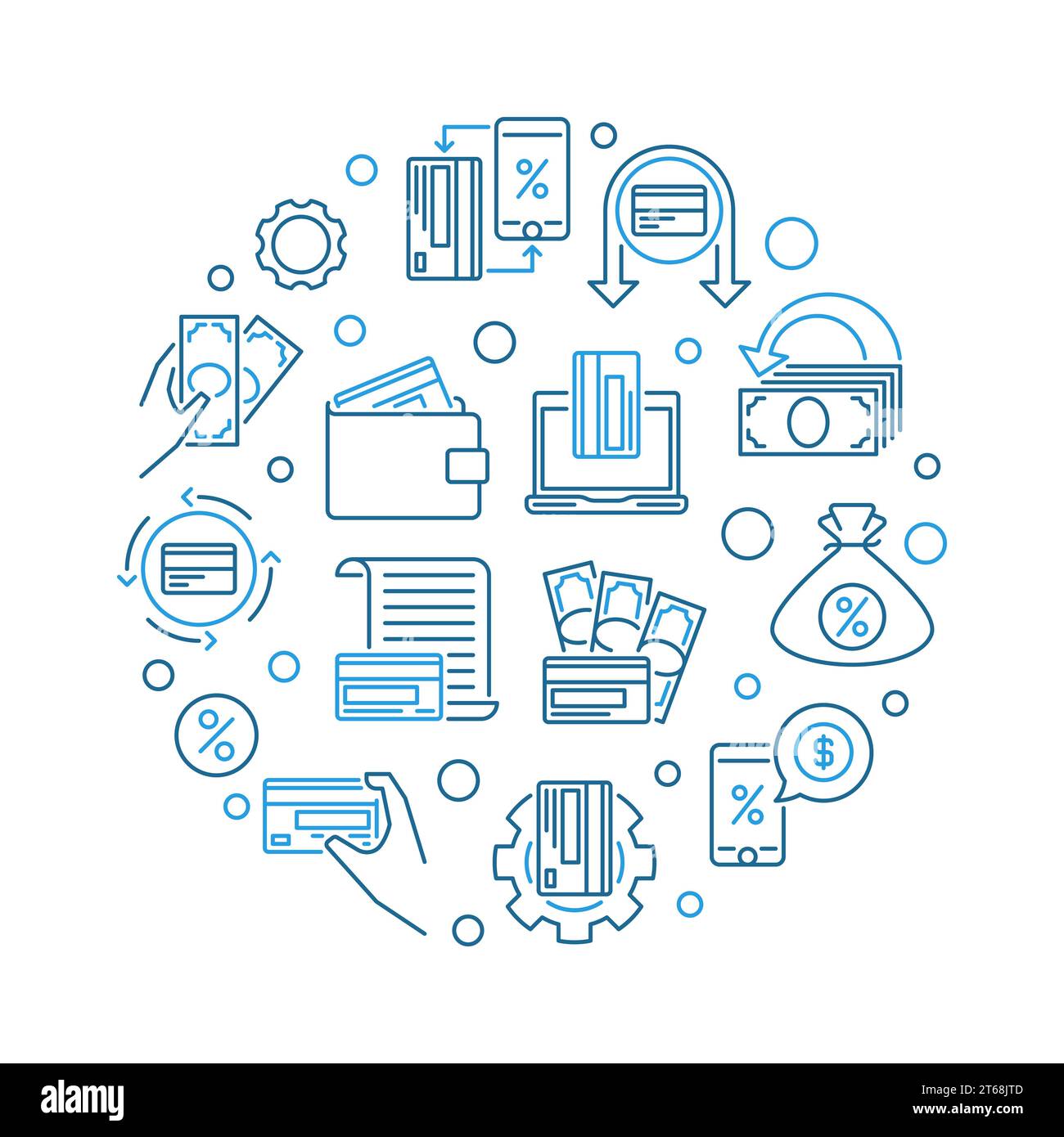 Cashback vector round modern outline illustration - cash back concept ...