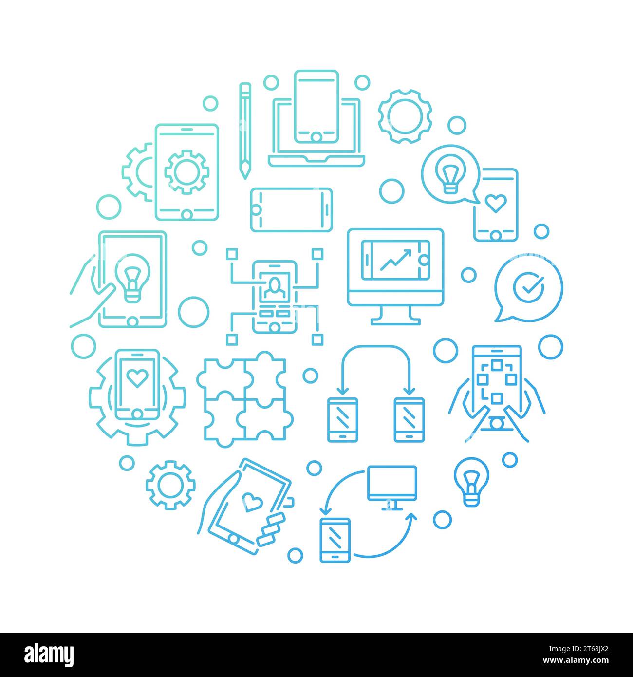App Development and Mobile Applications vector round blue concept ...