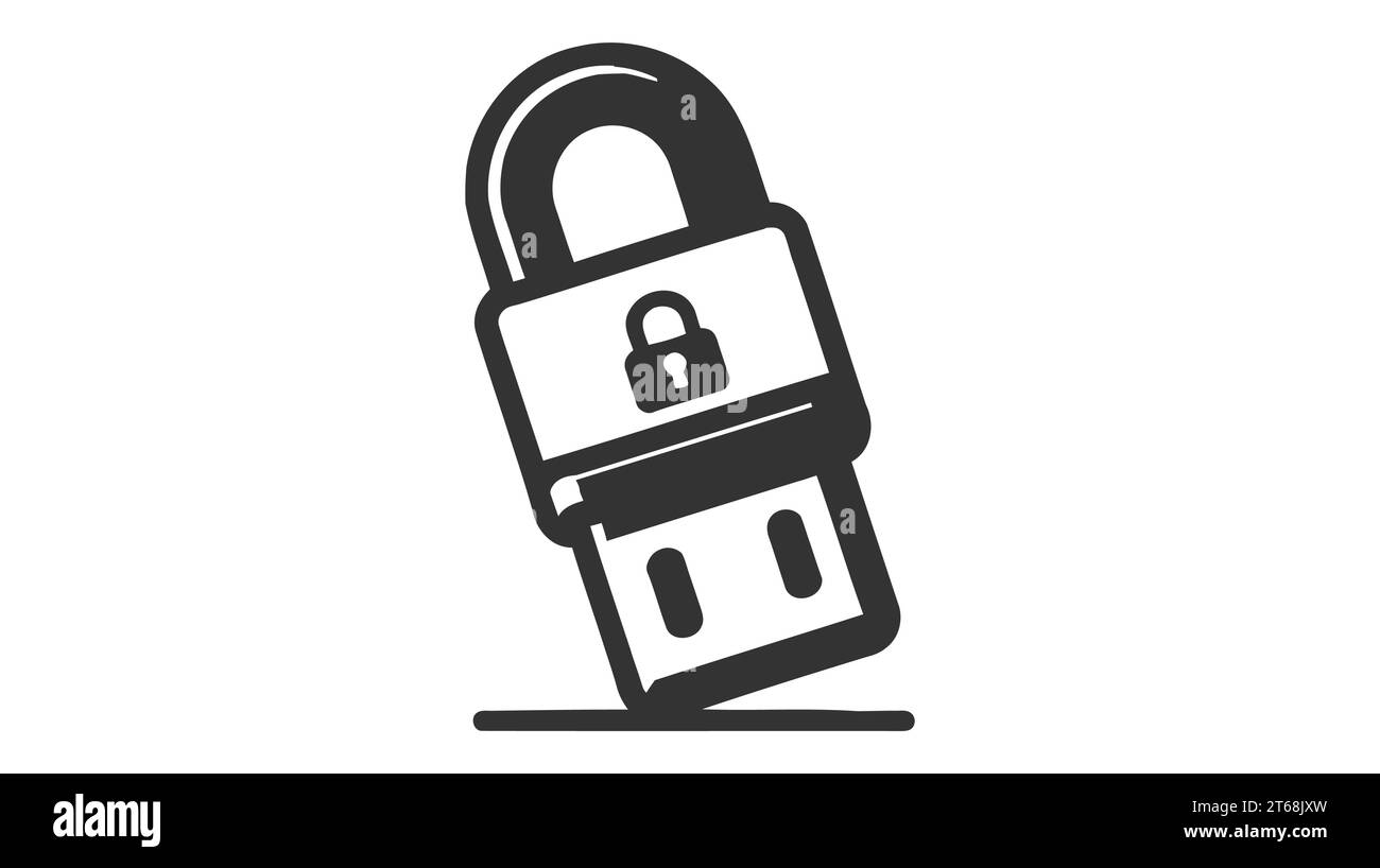 Flash drive security icon design. USB flash drive with padlock. isolated on white background. vector illustration Stock Vector