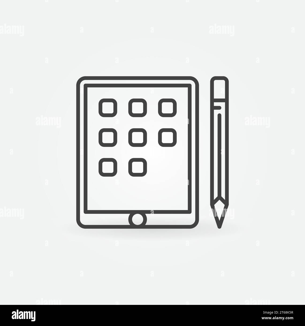 Tablet with pencil linear vector concept icon or symbol Stock Vector ...