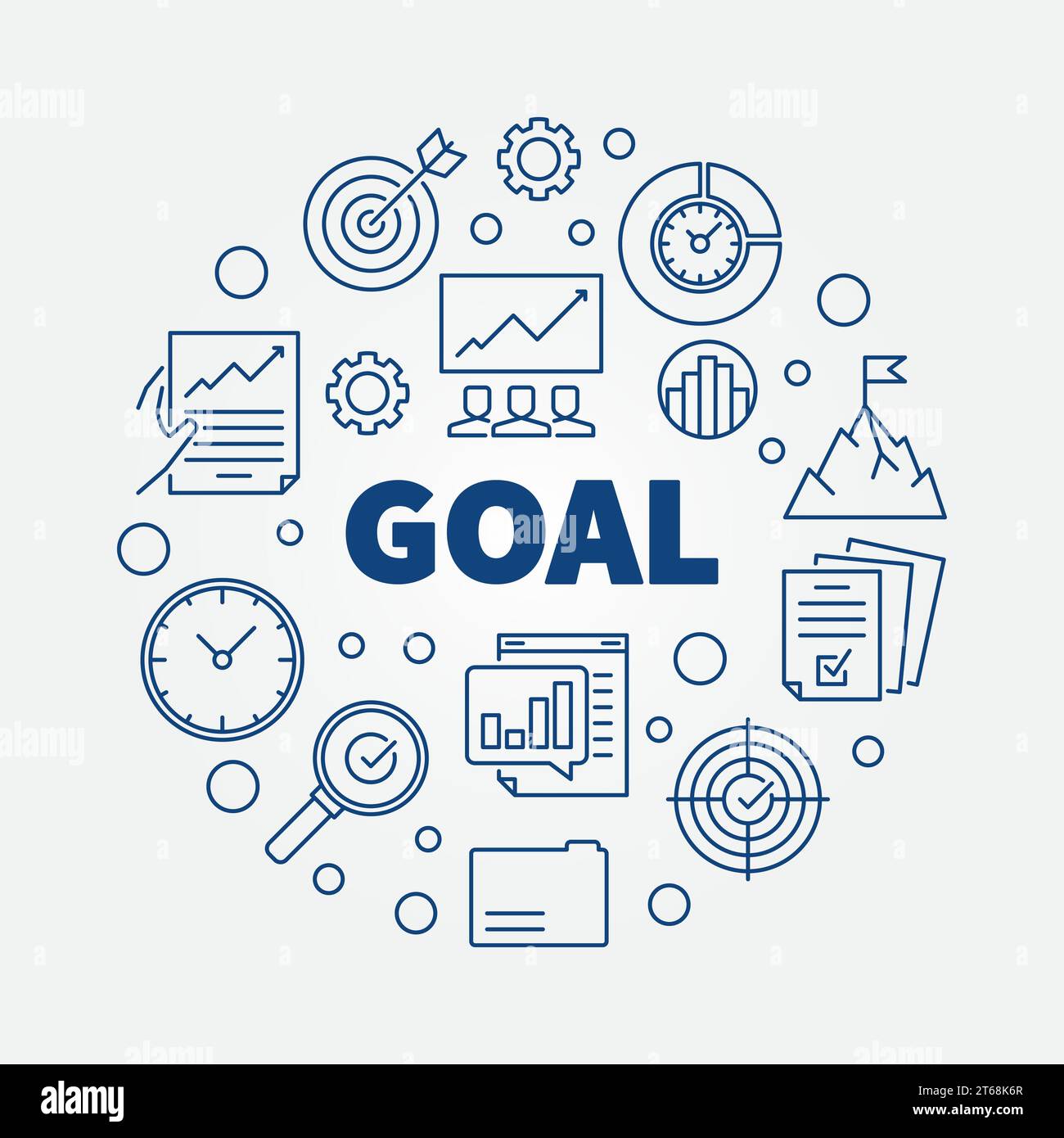 Vector Goal concept minimal round illustration in thin line style Stock ...
