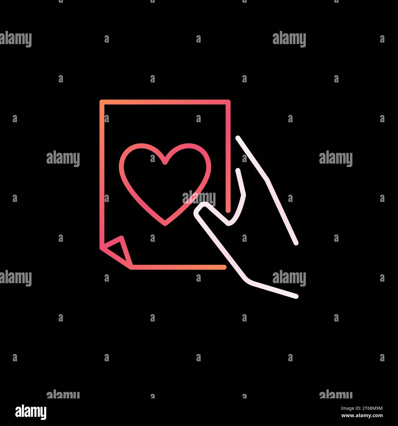 Document with Heart in Hand vector concept colorful icon or logo on dark background Stock Vector