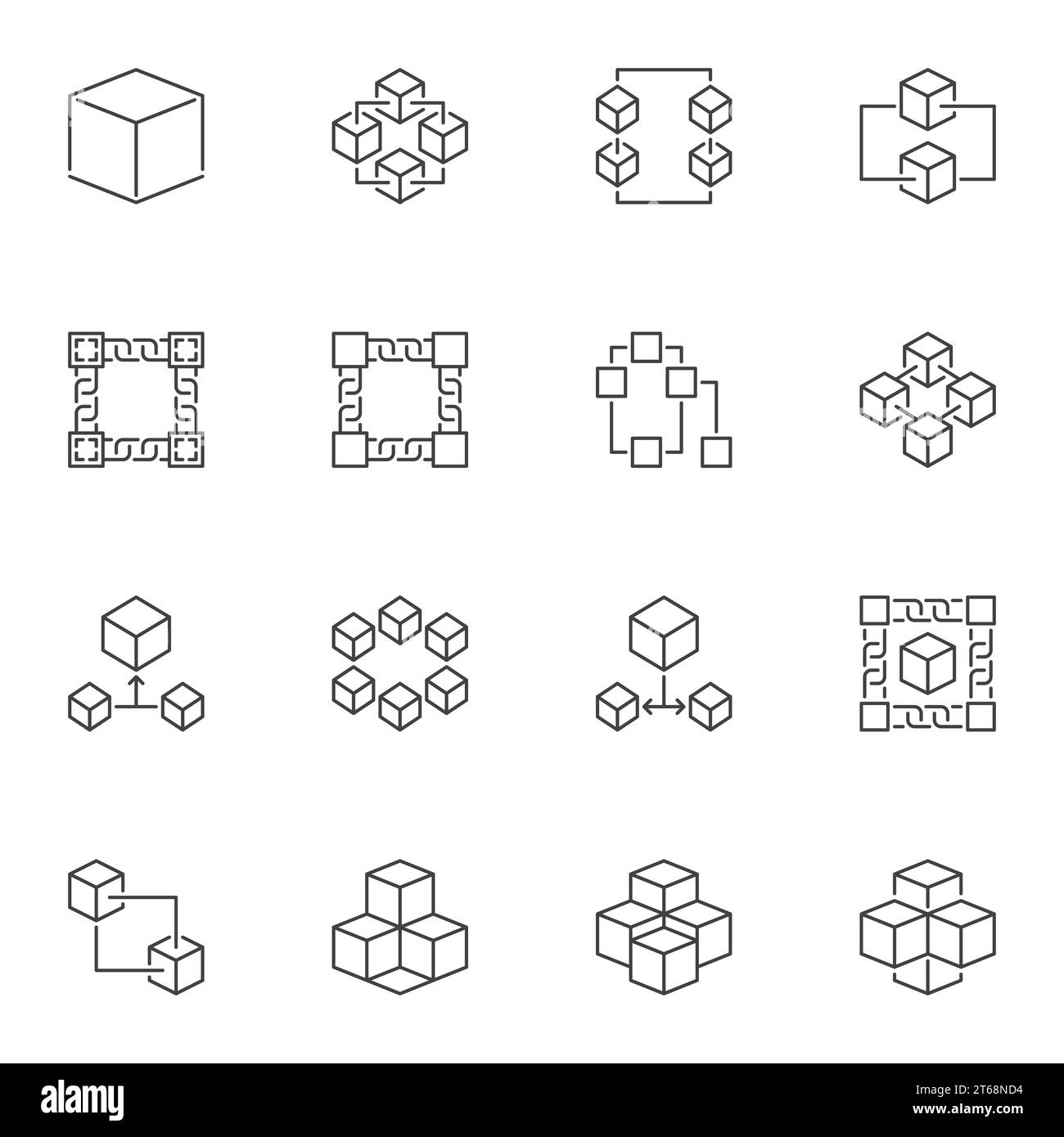 Vector Blockchain concept icons or logo elements in outline style on ...