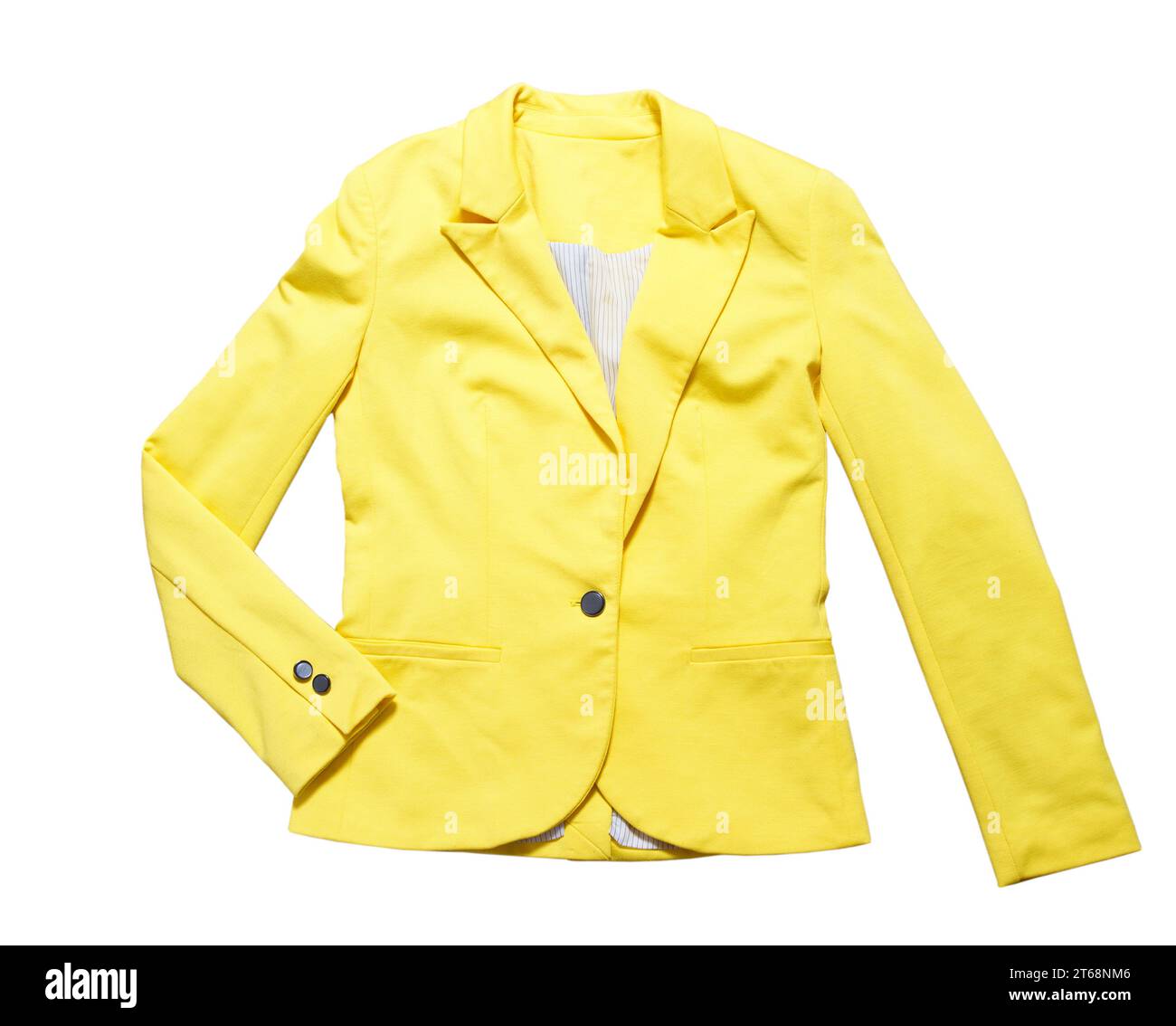 Classic female jacket isolated. Women's office classic yellow suit jackets isolated on white background Stock Photo