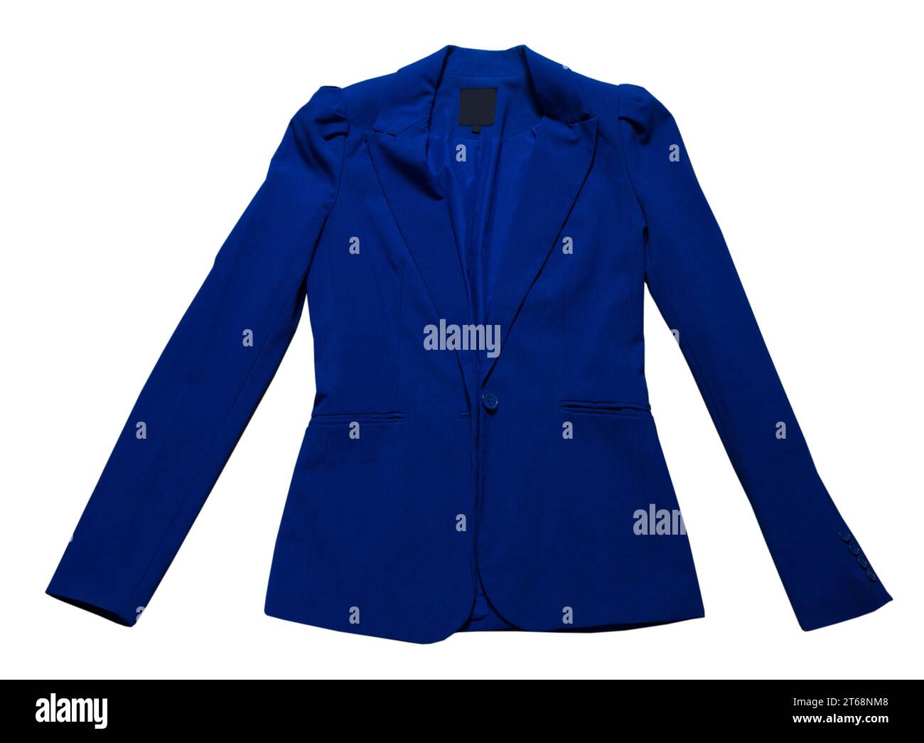 Close up female blue suit on isolated on white background, blue jacket ...