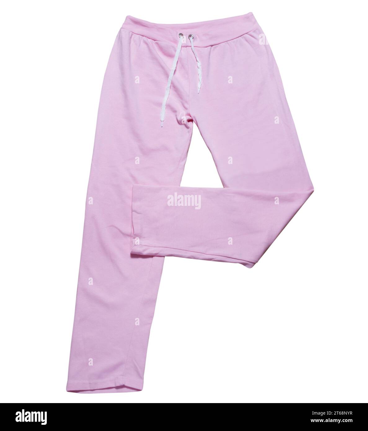 Pink children's female sweatpants isolated on a white background Stock Photo