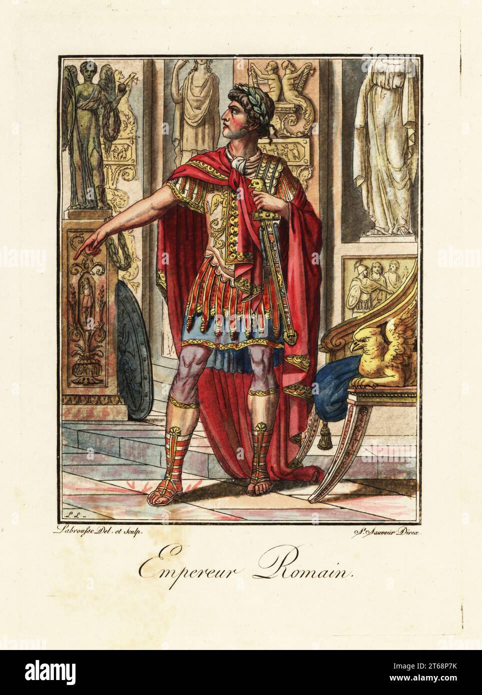 Emperor in military uniform, ancient Rome. Wearing laurel wreath ...
