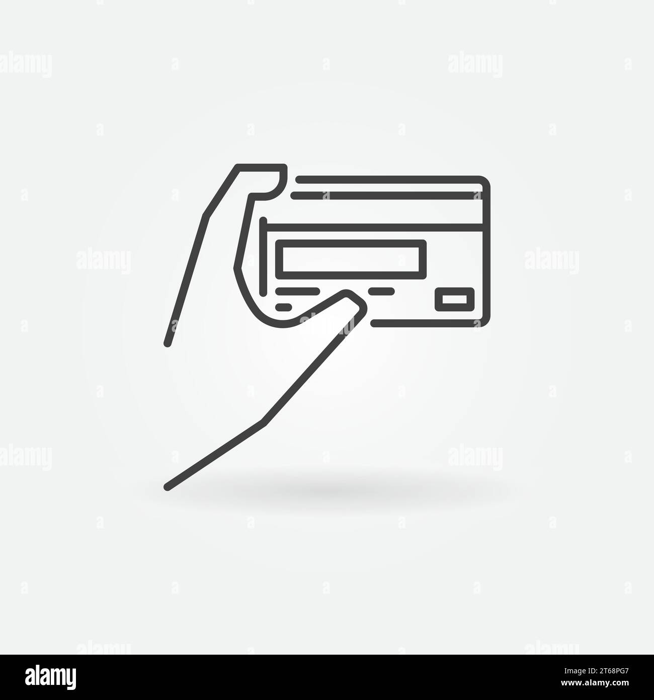 Hand holding a credit card vector outline icon. Card payment concept ...