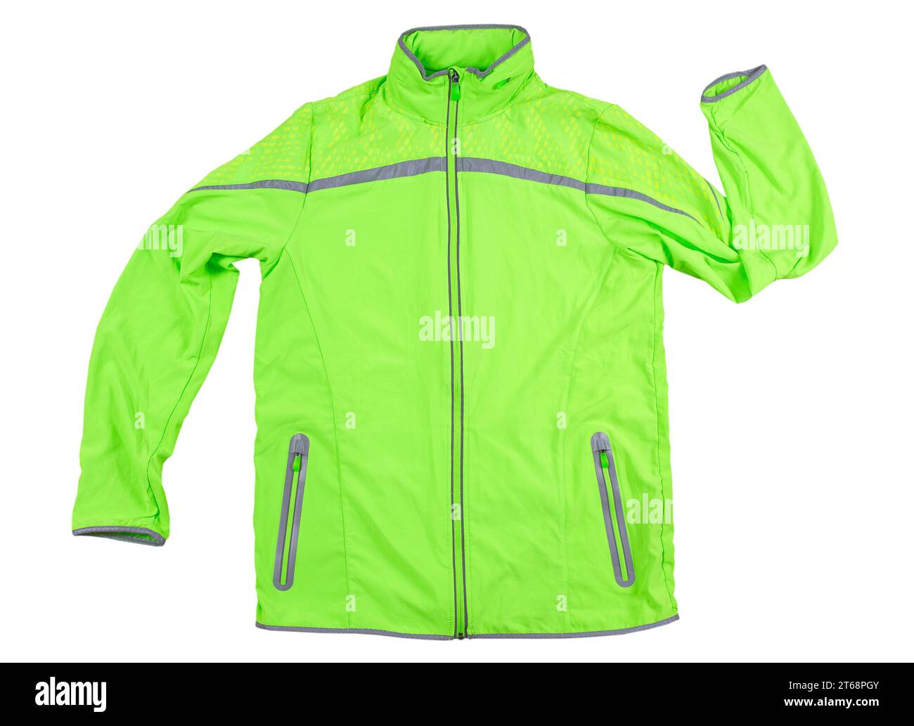 Sports jacket isolated, green jacket for running or cycling on a white