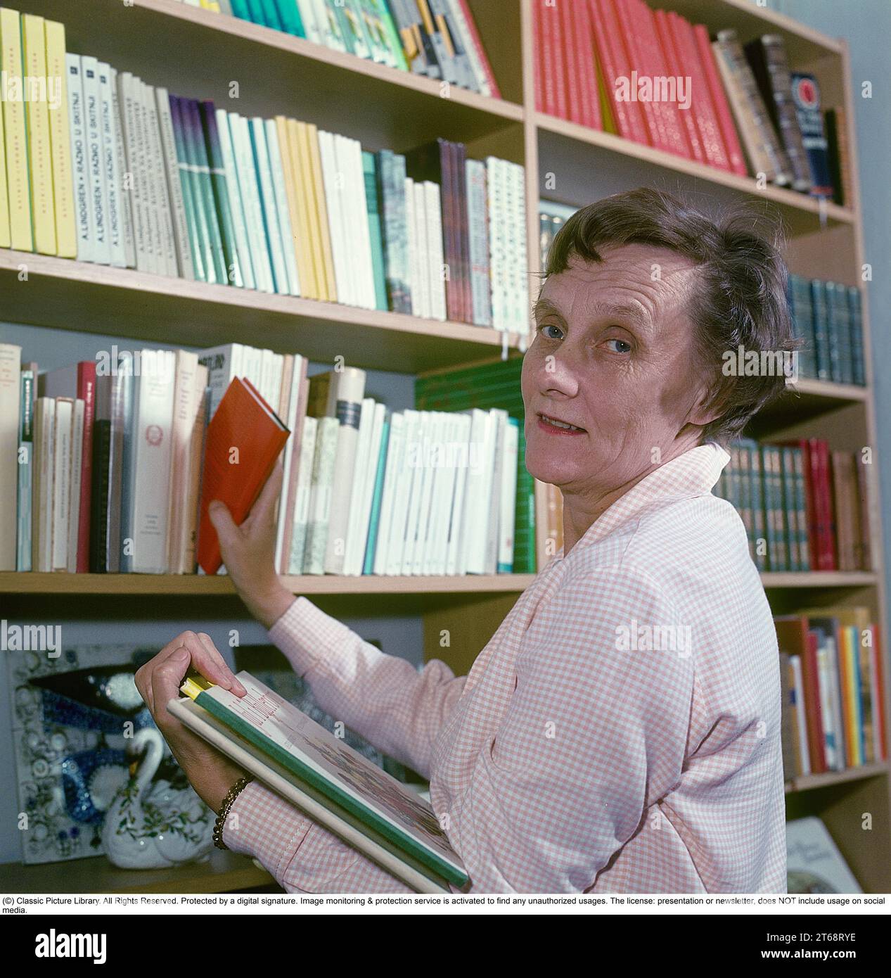 Astrid Lindgren. Swedish author of childrens books, songs and novels. Born 14 november 1907 - 28 january 2002. Internationally famous for the books featurings Pippi Longstocking, Emil of Lönneberga, Karlsson-on-the-roof and the Six Bullerby children. 2017 she was calculated to be the world's 18th most translated author. Roughly 167 million of her books was sold worldwide 2010. 1960 Stock Photo