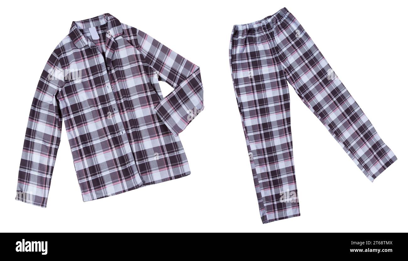 Sleep wear pajamas shirt and pants isolated on white background