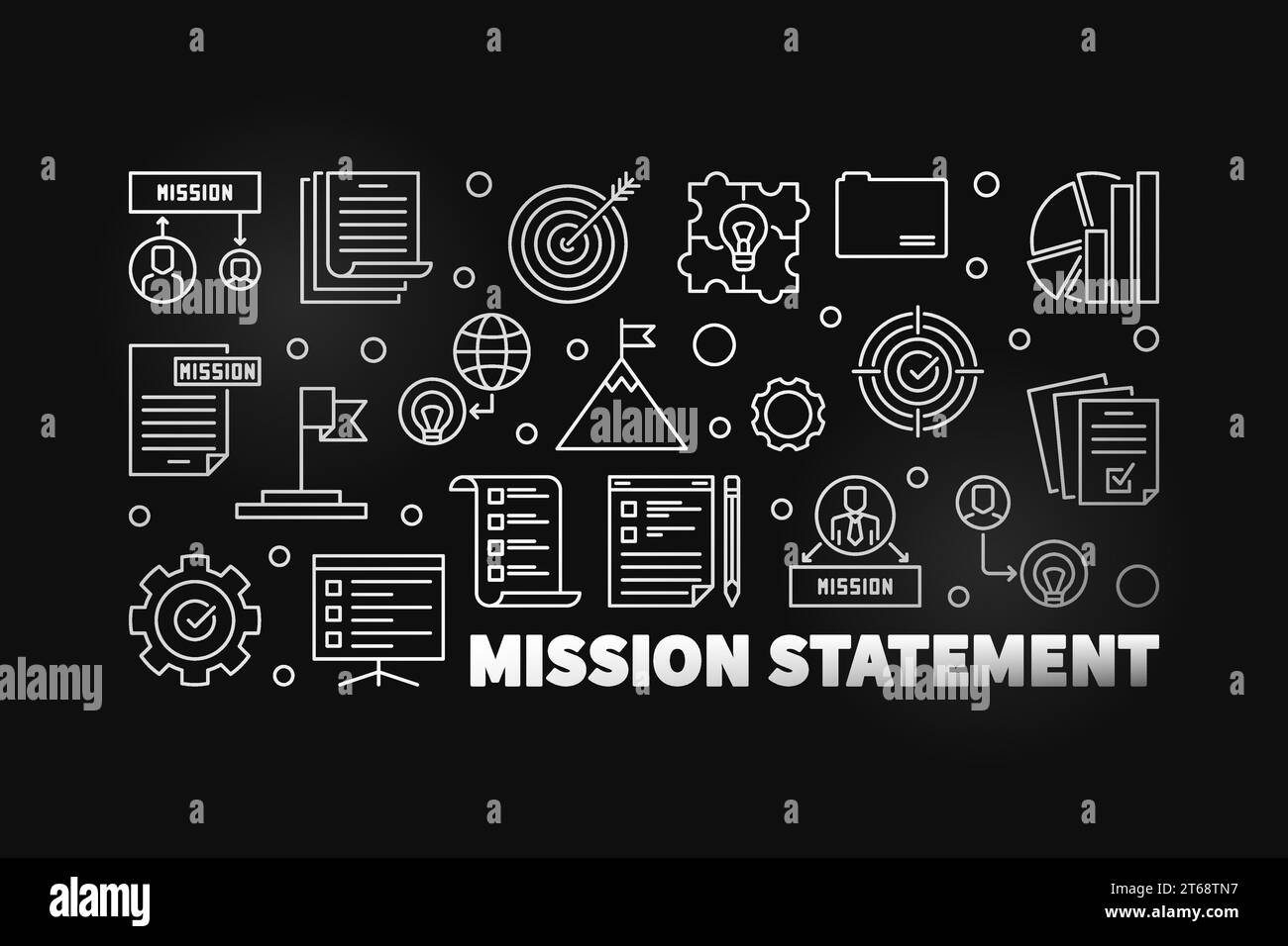 Vector Mission Statement modern outline illustration or banner on dark background Stock Vector