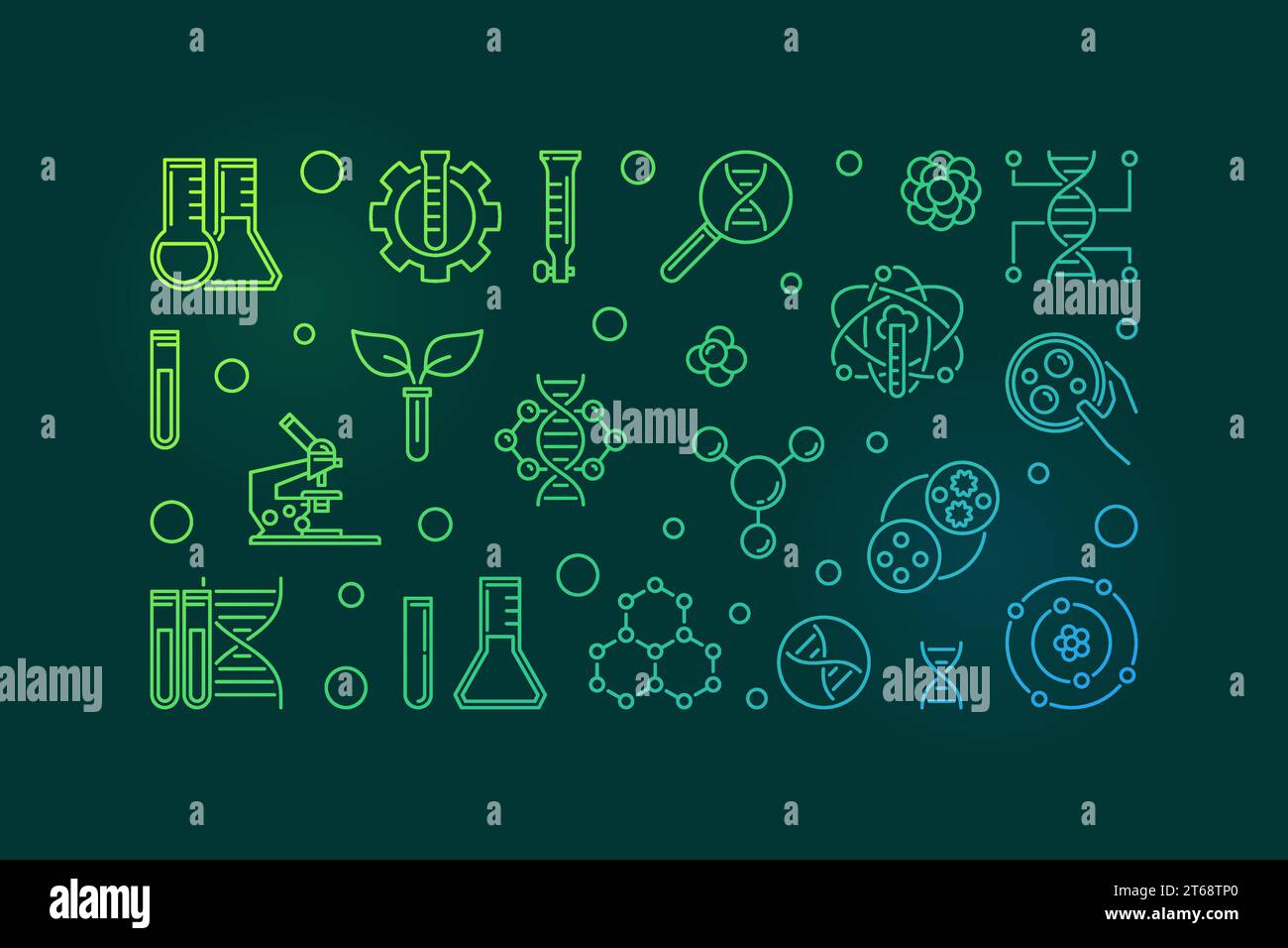 Biotech vector modern colorful outline banner - Bio-Engineering concept ...