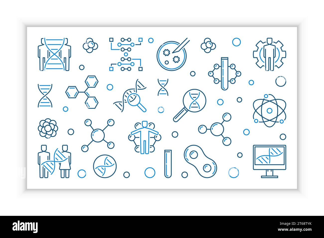 Cloning vector creative linear horizontal illustration or banner on white background Stock Vector
