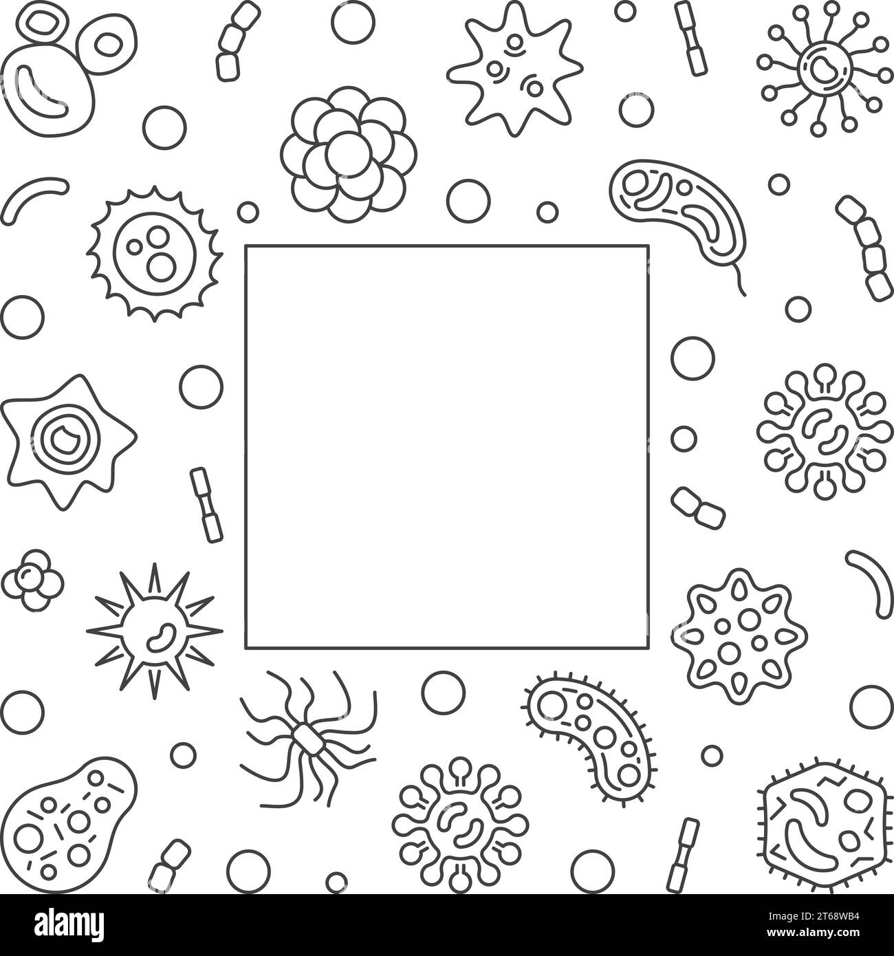 Bacterium microbiology frame with empty space for text. Vector