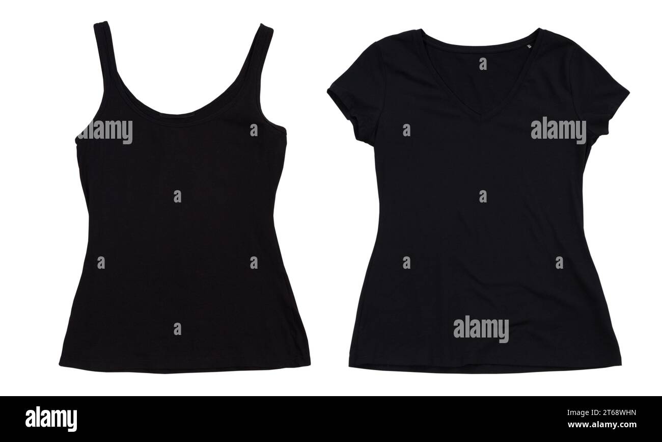 Empty tank top and tshirt isolated on white background copy space